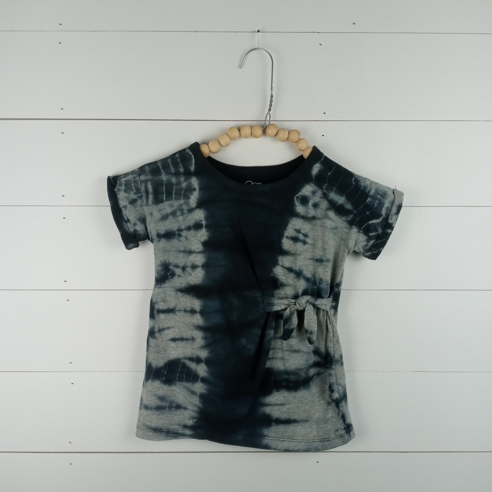 art class girls 12 mos black and gray tie dye tie front dress crewneck